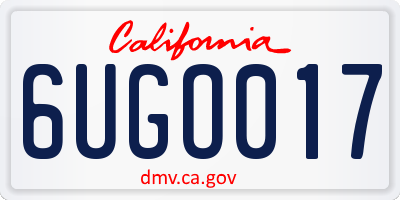 CA license plate 6UGO017