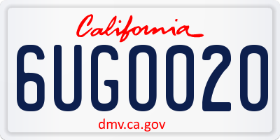 CA license plate 6UGO020