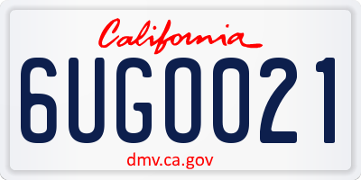 CA license plate 6UGO021