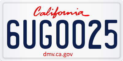 CA license plate 6UGO025