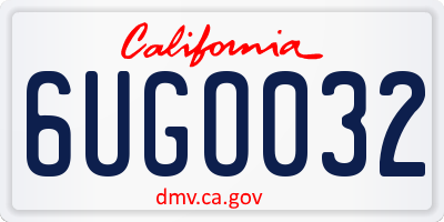 CA license plate 6UGO032