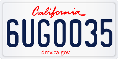 CA license plate 6UGO035
