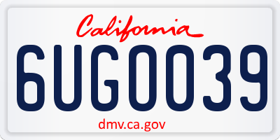 CA license plate 6UGO039