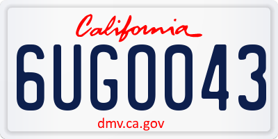 CA license plate 6UGO043