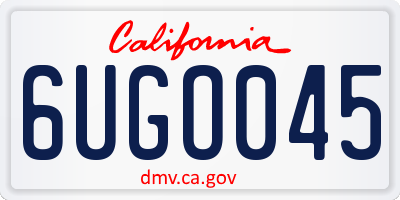 CA license plate 6UGO045