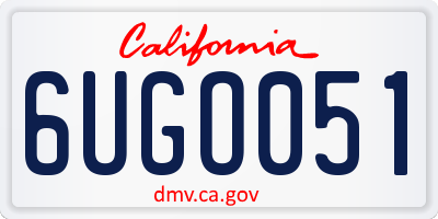 CA license plate 6UGO051