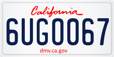 CA license plate 6UGO067