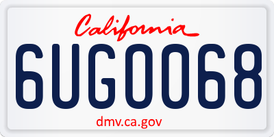 CA license plate 6UGO068
