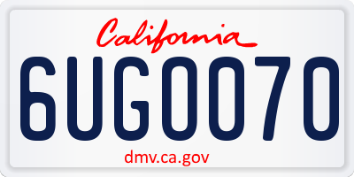 CA license plate 6UGO070