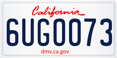 CA license plate 6UGO073