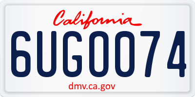 CA license plate 6UGO074