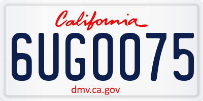 CA license plate 6UGO075
