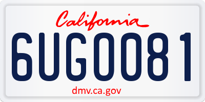 CA license plate 6UGO081