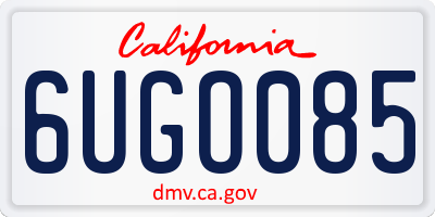 CA license plate 6UGO085
