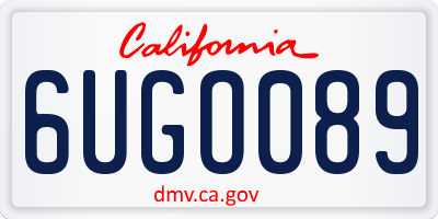 CA license plate 6UGO089