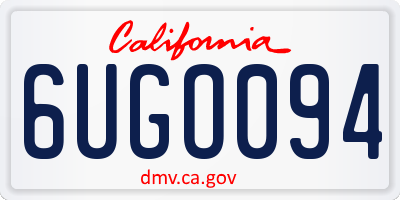 CA license plate 6UGO094