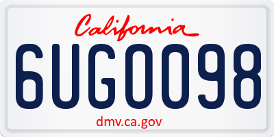 CA license plate 6UGO098