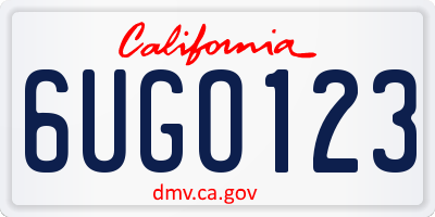 CA license plate 6UGO123
