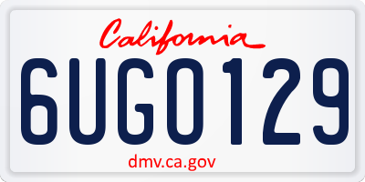 CA license plate 6UGO129