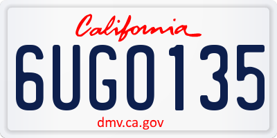 CA license plate 6UGO135