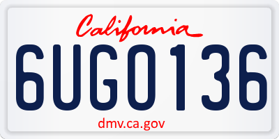 CA license plate 6UGO136