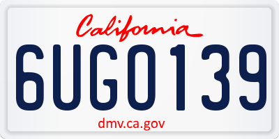 CA license plate 6UGO139
