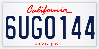 CA license plate 6UGO144