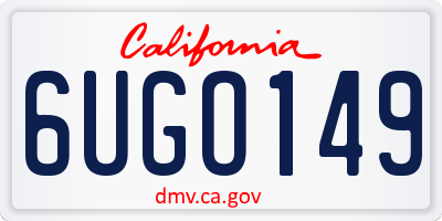 CA license plate 6UGO149