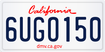 CA license plate 6UGO150