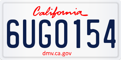 CA license plate 6UGO154
