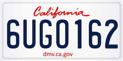 CA license plate 6UGO162