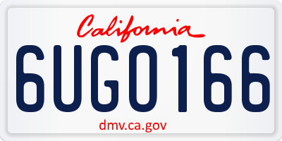 CA license plate 6UGO166