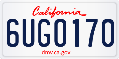 CA license plate 6UGO170