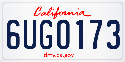 CA license plate 6UGO173