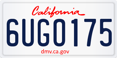 CA license plate 6UGO175