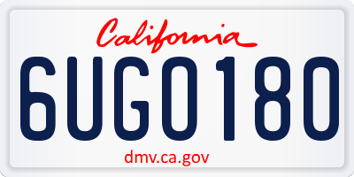CA license plate 6UGO180
