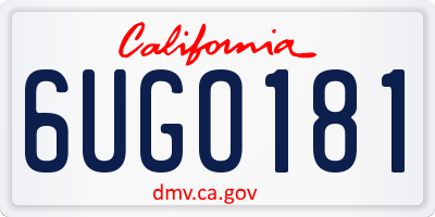 CA license plate 6UGO181
