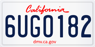 CA license plate 6UGO182