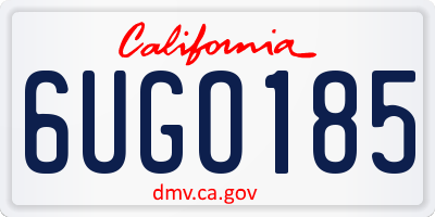 CA license plate 6UGO185