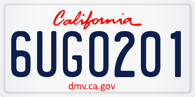 CA license plate 6UGO201