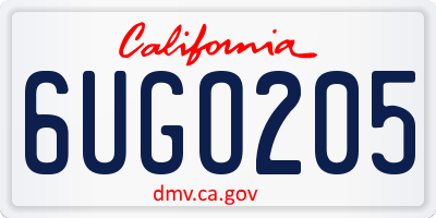 CA license plate 6UGO205