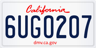 CA license plate 6UGO207