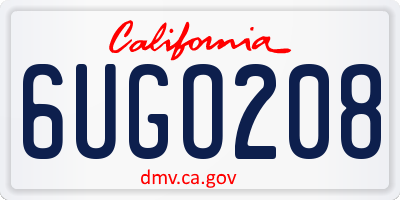 CA license plate 6UGO208