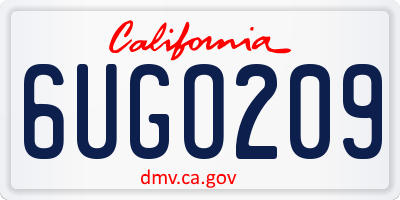CA license plate 6UGO209