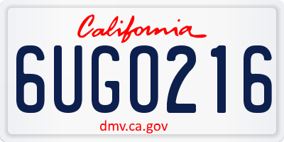 CA license plate 6UGO216