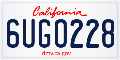 CA license plate 6UGO228