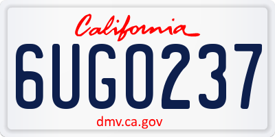 CA license plate 6UGO237