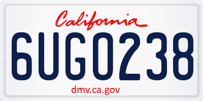 CA license plate 6UGO238