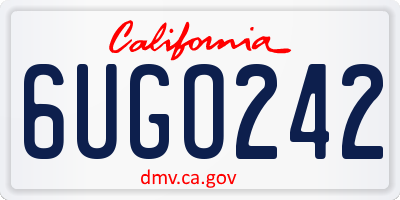 CA license plate 6UGO242