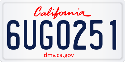 CA license plate 6UGO251